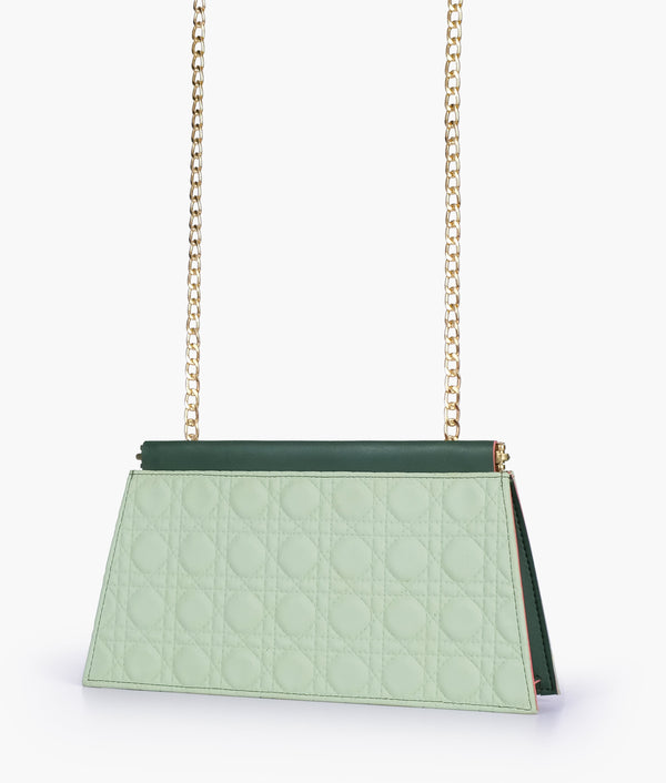 RTW - Army green quilted evening clutch with snap closure