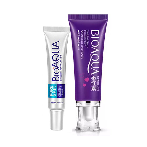 BIOAQUA - Natural Pink Lips Balm Cream & Acne Cream.