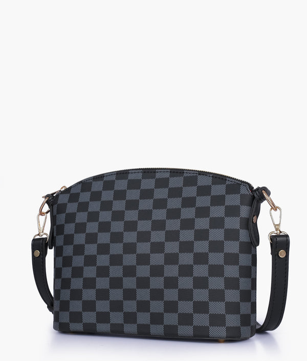 RTW - Black checkered dome cross-body bag