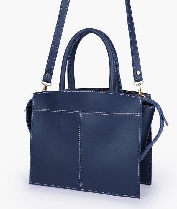 RTW - Blue trapeze top-handle bag