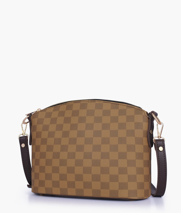 RTW - Brown checkered dome cross-body bag