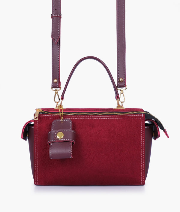 RTW - Burgundy suede bowling bag with top-handle