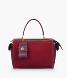 RTW - Burgundy suede bowling bag with top-handle