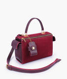 RTW - Burgundy suede bowling bag with top-handle