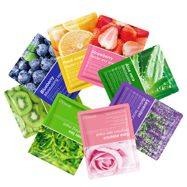 BIOAQUA - Pack of 15 Fruit Plant Extract Moisturizing Brighten Facial Sheet Masks