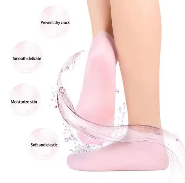 MissBeauty 1 pair Silicone Elastic Moisturizing Foot Socks, Spa Massage Moisturizing Gel Socks for Dry Cracked Feet