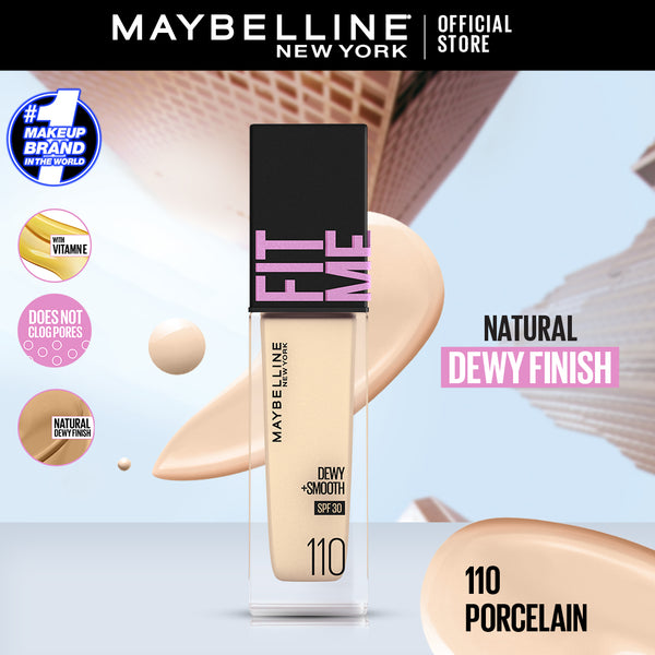 Maybelline New York- New Fit Me Dewy+Smooth Liquid Foundation SPF 23 - 110 Porcelain 30ml - For Normal to Dry Skin