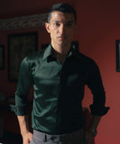 Weave Wardrobe - Evergreen Opulence Satin Shirt | Limited Drop
