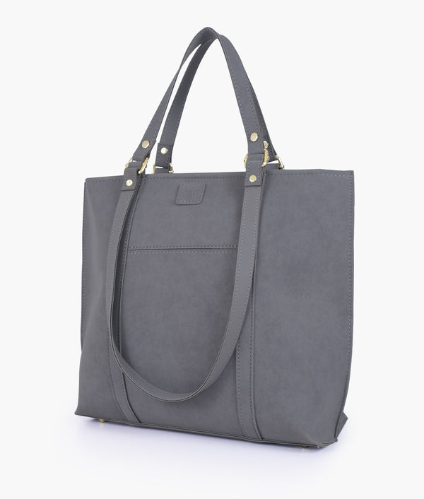 RTW - Grey Mocha Suede Double-Handle Tote