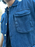 Weave Wardrobe - Oversized Dark Blue Denim Boxy Shirt Unisex | El Denim Vol. 1: Highway | Weave Wardrobe