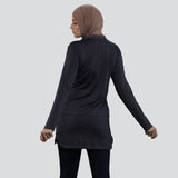 Flush Fashion - Women's Half Zipper Long Sleeves Modest T-Shirt