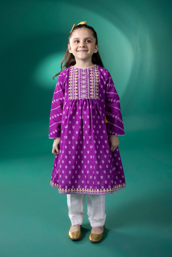 Kids Pink Printed Khaddar Shirt 000002291GK5