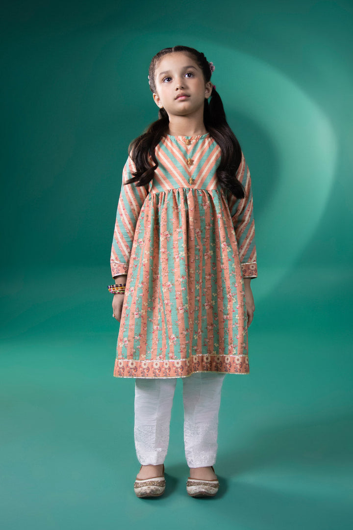 Kids Peach Printed Khaddar Shirt 000002291GK9