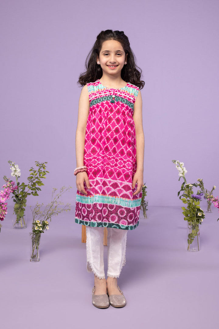 Plum Printed Lawn Kurta Kids East