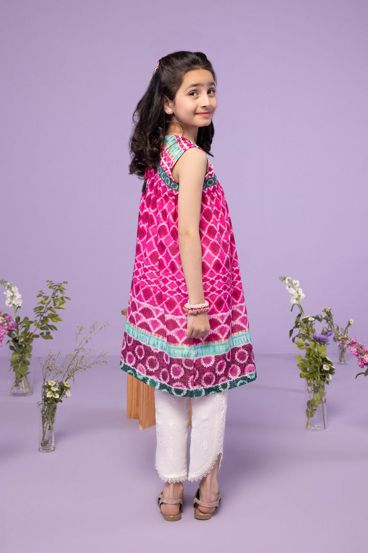 Plum Printed Lawn Kurta Kids East