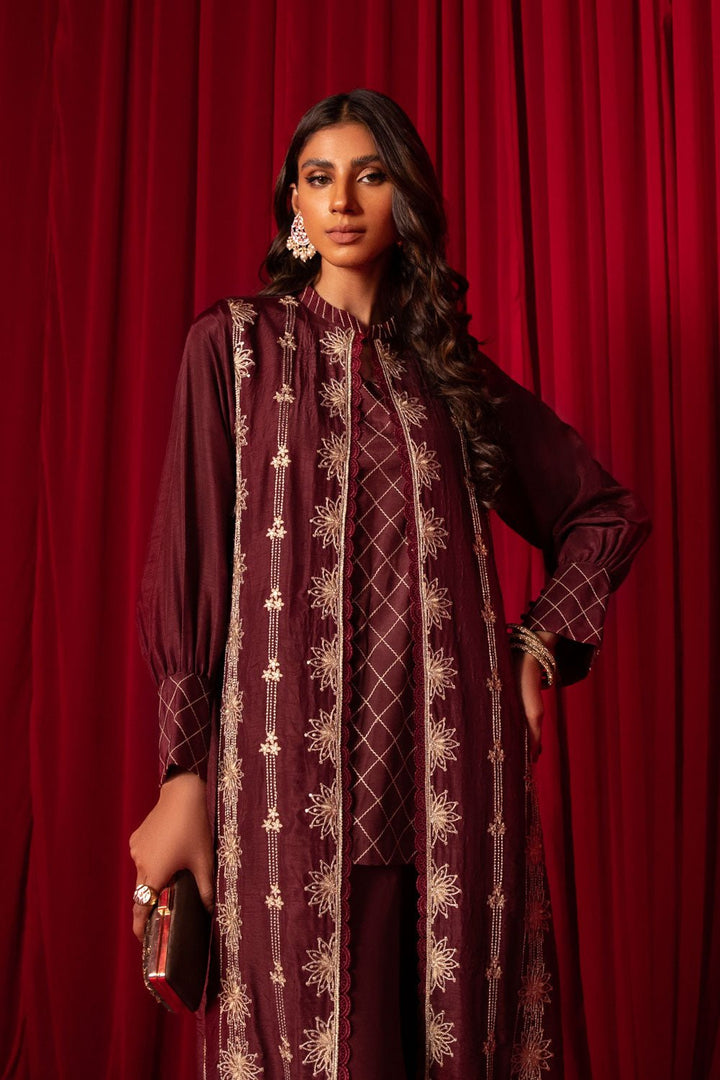 Sapphire- 3 Piece - Embroidered Silk Suit