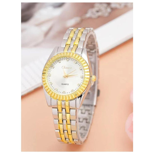 Shein- 1pc Simple Round Pointer Quartz Watch & 1pc Bracelet