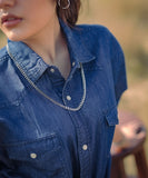 Weave Wardrobe - Oversized Dark Blue Women Denim Shirt | El Denim Vol. 1: Highway | Weave Wardrobe