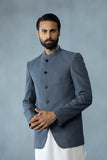 Menswear Stitched Grey Luxury Suiting Fabric Prince Coat