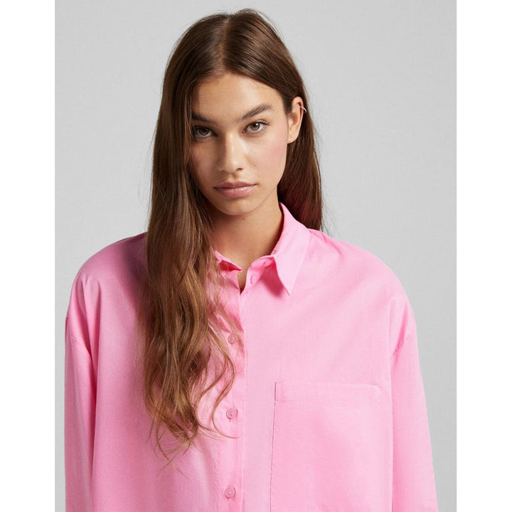 Bershka- Long-Sleeved Oversized Shirt with Pocket