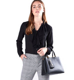 Max fashion- Handbag with Detachable Strap and Pearl Detail Tag