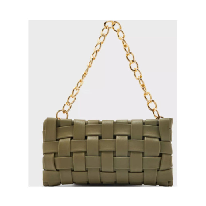 ELLA- Weave Bag with Chain and Long Strap