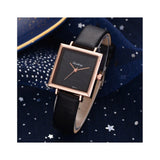 The Marshall- Black Square Leather Strap Luxury Watch for Women - TM-W-17