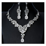 Dama Rusa- Antique Silver Western Floral Crystal Jewellery Set for Women- TM-ER-18
