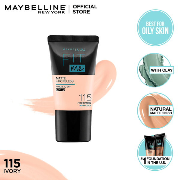 Maybelline New York Fit Me Liquid Foundation Matte & Poreless Tube 115 Ivory 18 ml