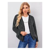 Shein- Solid Stripe Casual Jackets