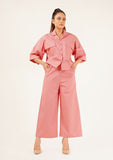 Nine90nine- High Waisted Culotte Pant With Pleat - Tea Pink