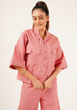 Nine90nine- Boxy Pocket Fit Shirt - Tea Pink
