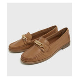 New Look- Tan Leather Chain Trim Loafers For Women