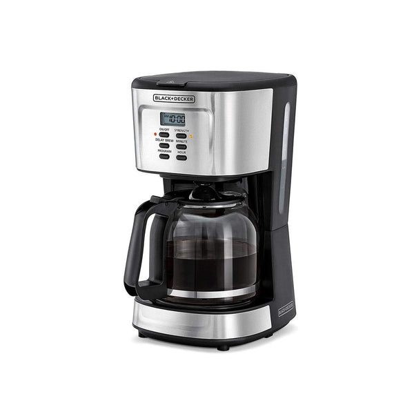 Black+Decker- 900W 12 Cup 24 Hours Programmable Coffee Maker with 1.5L Glass Carafe and Keep Warm Feature for Drip Coffee and Espresso, Black - DCM85-B5, 2 Years Warranty