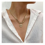 Jolly Chic- 1 Piece Womens Multi-Layer Necklace Metal Decor Simple Faddish Multi-Layer Necklace - Gold
