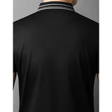 Shein- Men Contrast Striped Collar Polo Shirt