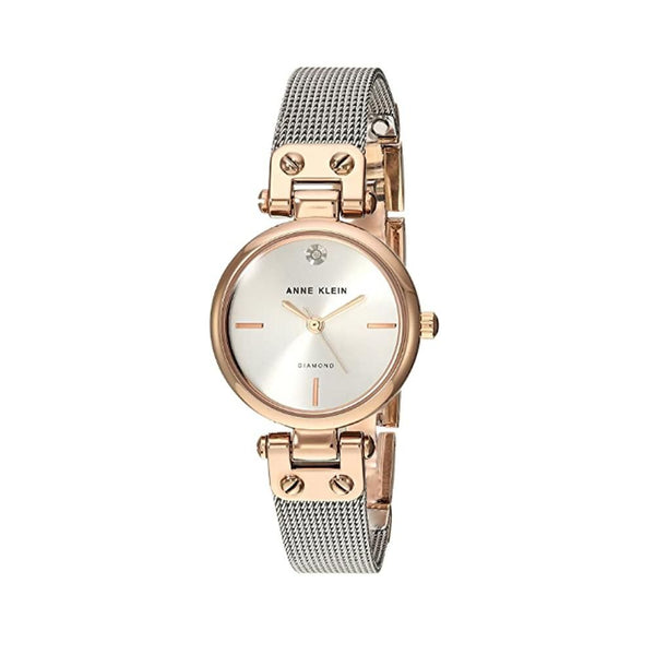 Anne Klein- Womens Genuine Diamond Dial Mesh Bracelet Watch