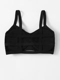 Shein- Ruched Detail Ladder Cut Out Bralette