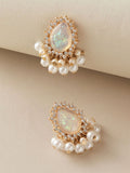 Shein- 1pair Gemstone & Faux Pearl Stud Earrings