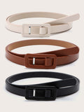 Shein- 3pcs Rectangular Buckle Belt