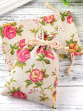 Shein- 10pcs Flower Print Drawstring Storage Bag