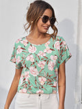 Shein- Keyhole Back Floral Top