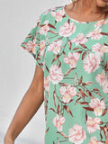 Shein- Keyhole Back Floral Top