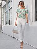 Shein- Keyhole Back Floral Top