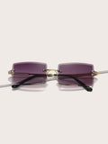 Shein- Rimless Square Frame Sunglasses