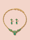 Shein- 1pc Rhinestone Decor Necklace & 1pair Earrings