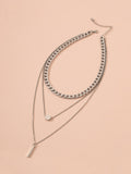 Shein Bar Charm Layered Necklace