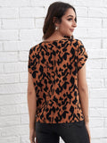 Shein- Allover Print Cuffed Sleeve Top