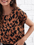 Shein- Allover Print Cuffed Sleeve Top