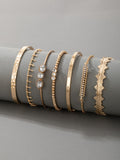 Shein- 7pcs Rhinestone Decor Bracelet
